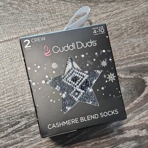 2 Pair Cuddl Duds Cashmere Blend Crew Socks
